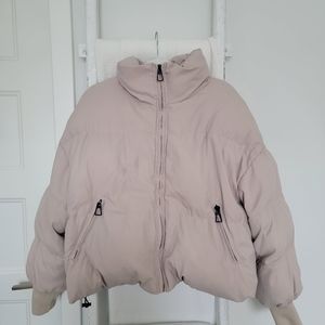 MEROKEETY Women's Winter Long Sleeve Zip Puffer Jacket Baggy Short Down Coats